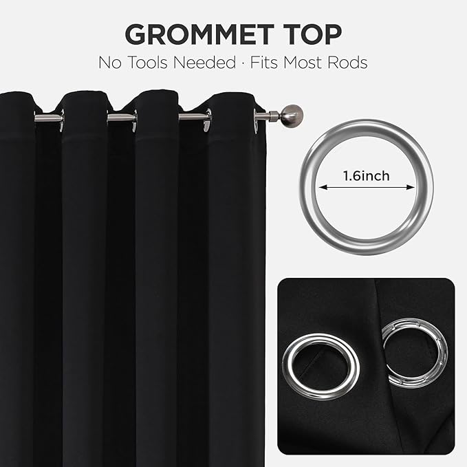 Joydeco Blackout Patio Sliding Door Curtains 96 Inches Long, Grommet Privacy - Image 7