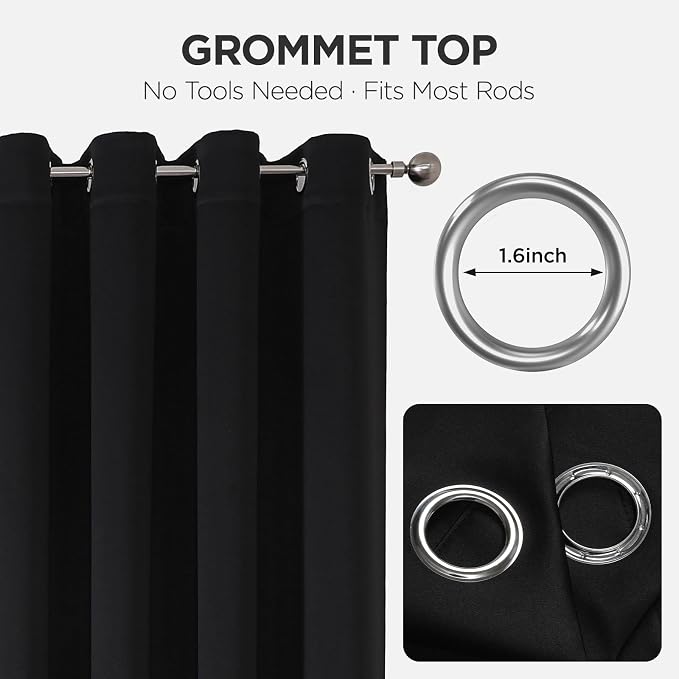 Joydeco Blackout Patio Sliding Door Curtains 108 Inches Long, Grommet Privacy - Image 7