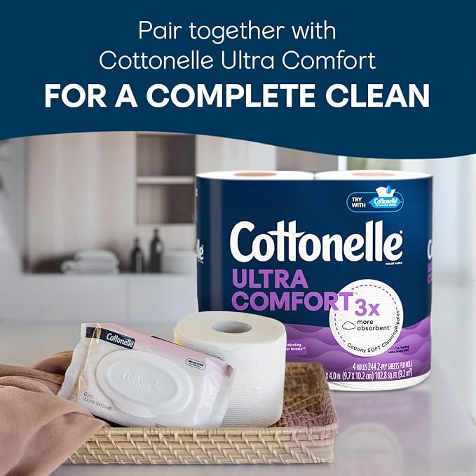 Cottonelle Fragrance Free Flushable Wet Wipes, Adult Wet Wipes, 8 Flip-Top Packs - Image 7