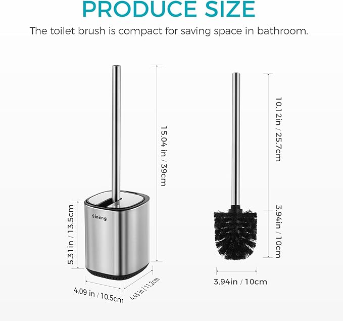 Toilet Brush Holder Set Toilet Bowl Brush Stainless Steel Automatic Open lid - Image 4
