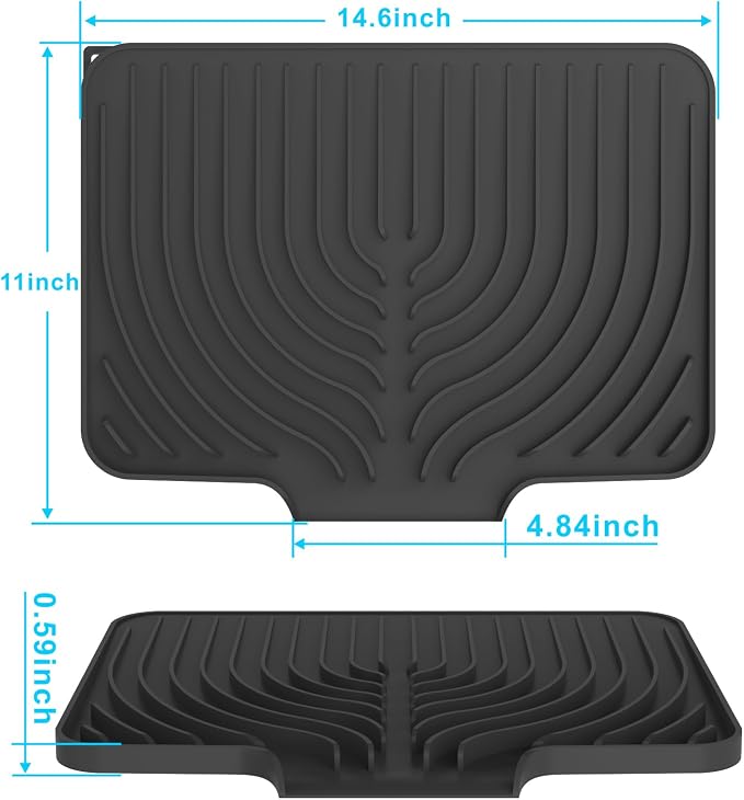 Dish Drying Matt for Kitchen Counter, 14.6"×11"Silicone Dry Rack Mat - Image 3