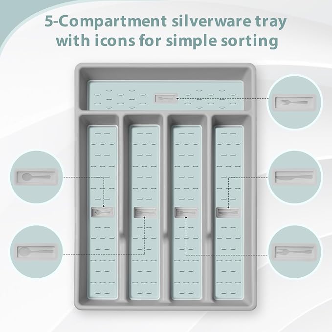 Silverware Organizer with Cutlery Icons，Silverware Tray - Image 2
