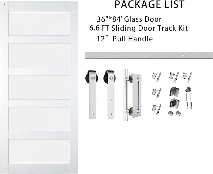 BARNSMITH 36in x 84in 5-Panel Glass Barn Door - Image 8