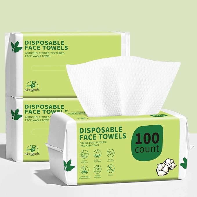 Disposable Face Towels 300 Count, Biodegradable Ultra Soft & Thick Facial Towels by Unknown