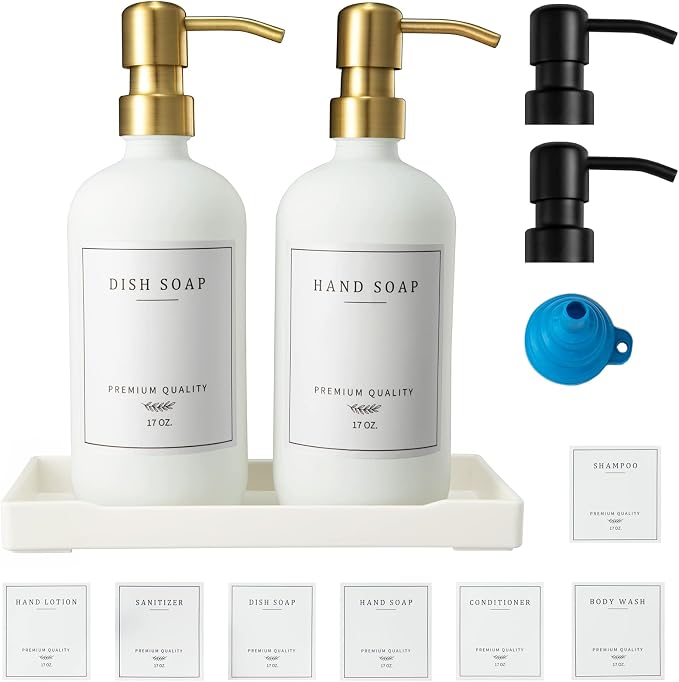 Glass Soap Dispenser for Kitchen Sink, Farmhouse Kitchen Dish Soap by Eggs+sound