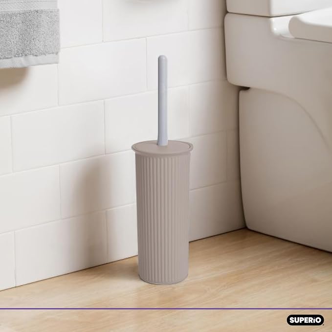 Superio Plastic Toilet Bowl Brush and Holder Set, Decorative Cleaner Scrubber - Image 4