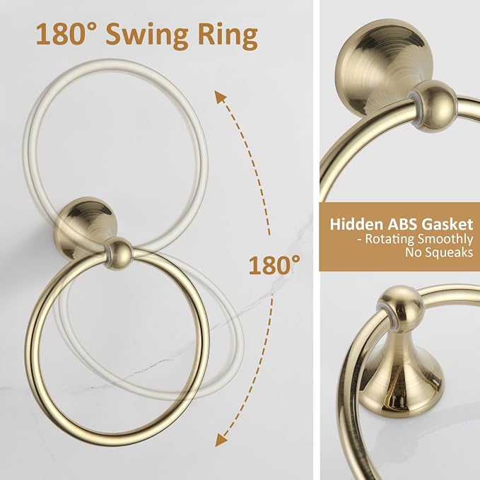 BGL Bathroom Accessories Set, Brushed Brass Towel Holder - Image 6