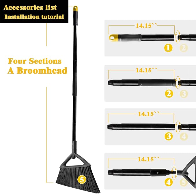 Heavy Duty Commercial Broom, Upgraded Angle Brooms - Image 6