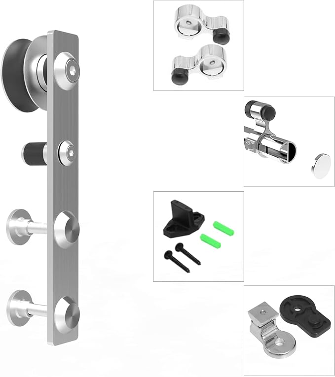 CCJH 8Feet Sliding Barn Door Hardware Kit Stainless Steel Heavy Duty Sliding - Image 8