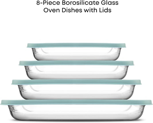 JoyJolt 8-Piece Borosilicate Glass Oven Dishes - Image 2