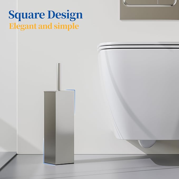 RUACQ Toilet Brush and Holder Set, Square Toilet Bowl Brush - Image 2