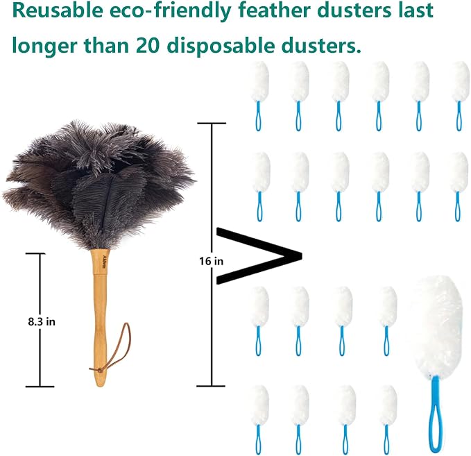 Genuine Ostrich Feather Duster, 16 inch Gray Ostrich Feather Duster - Image 2
