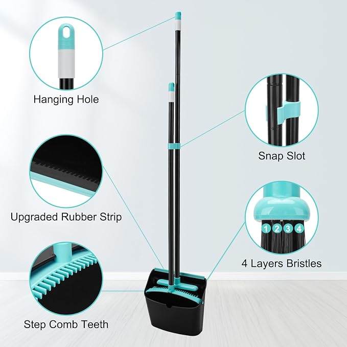 Upgrade Broom and Dustpan Combo Set, Extendable 52" Long Handle Broom - Image 6