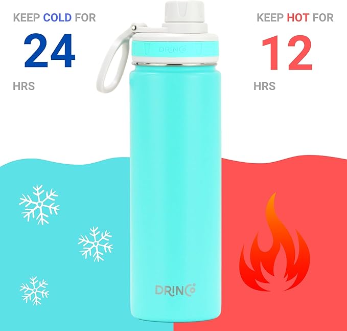 DRINCO Stainless Steel Water Bottle Spout Lid Vacuum Insulated Double Wall - Image 4