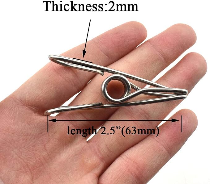 HAHIYO Clothespins Chip Clips All Metal Stainless Steel No Rust Stains Strong - Image 2
