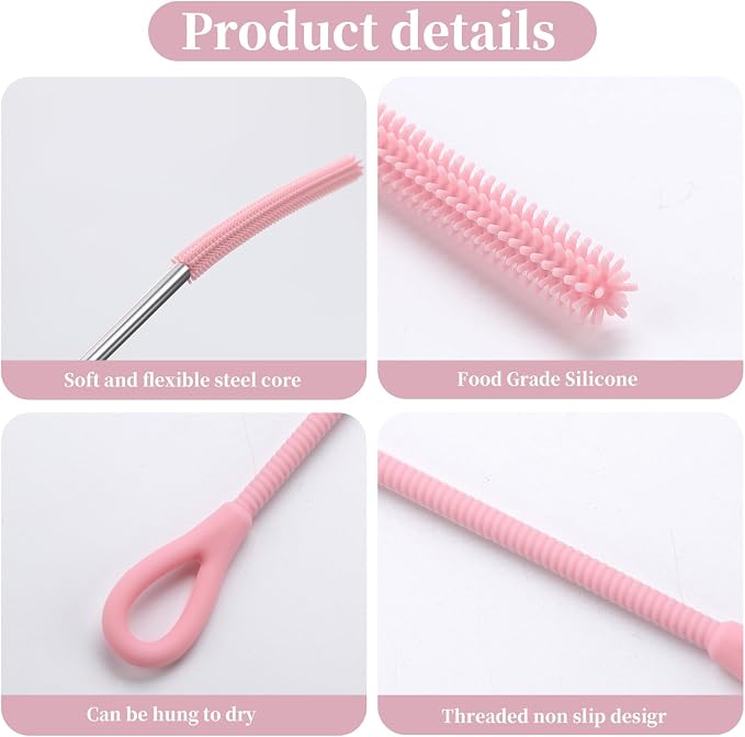 2Pcs silicone straw cleaning brushes, extra long, used - Image 3