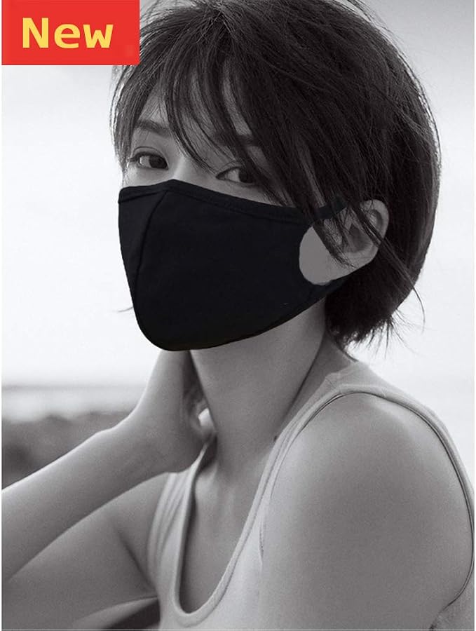 Pack 3 Black Cloth Dust Mouth Mask - Image 5