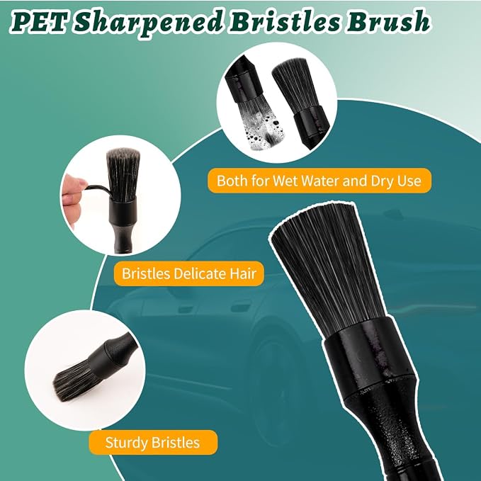 7PCS Car Detailing Brush Set, Ultra Soft Boars Hair Car Interior Detailing - Image 6