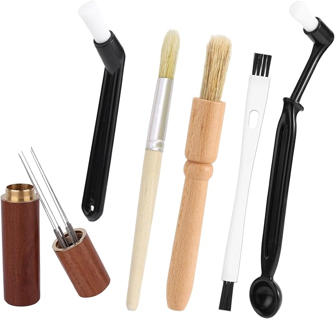 6pcs Coffee Cleaning Brush Set, Natural Bristle Coffee Grinder Brush Long by Unknown