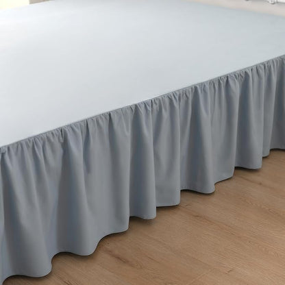 Bed Skirt Queen Size Ruffled Bed Skirt with Split Corners, 16 Inch Drop Dust Ruffle Bed Skirts with Platform, Gathered Style, 100% Microfiber, Grayish Blue