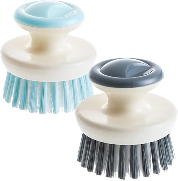Dish Scrub Brush, Ergonomic Grip Palm Brush, Kitchen Scrub Brushes by MUUBOOX