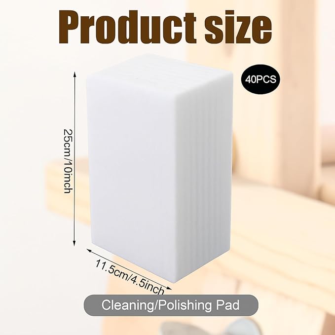 Hoolerry 40 Pcs White Scrub Pads Light Duty Scouring Non Woven Pad Non Scratch - Image 2