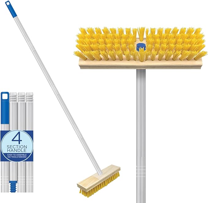 LOLA Deck Scrub Brush with Stiff Bristles, Heavy Duty Outdoor Scrub Broom by LolaProducts