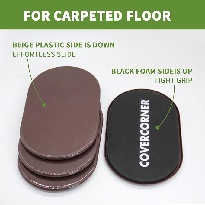 Furniture Sliders for Carpet 4 PCS - Image 3