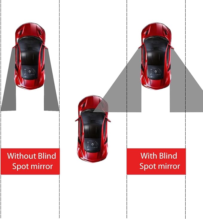 LivTee Blind Spot Car Mirror, Rectangular HD Glass Frameless Convex Side Mirror - Image 2