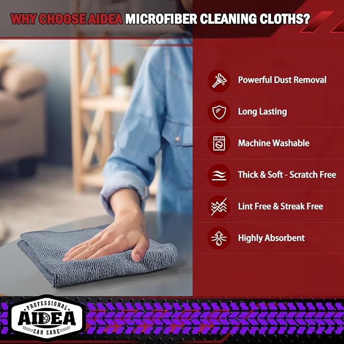 AIDEA Microfiber Cleaning Cloth Grey 150PK, Microfiber Towels - Image 3