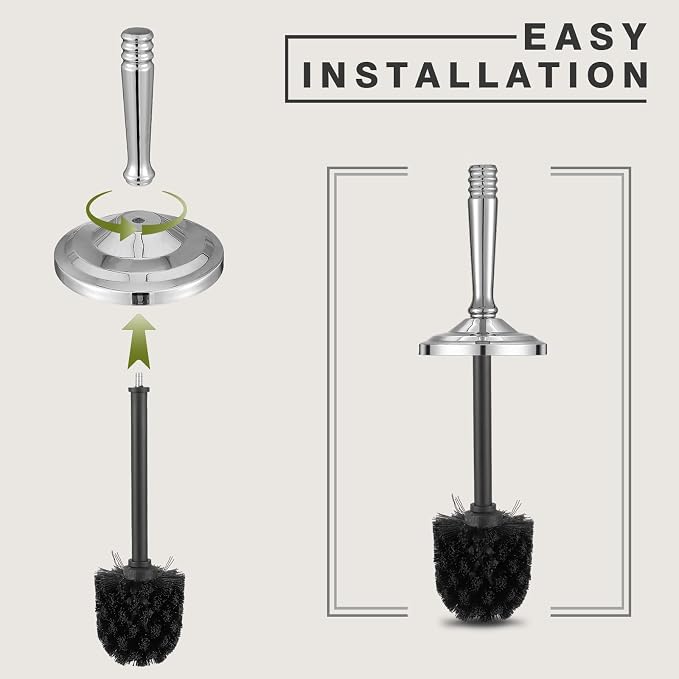 Chrome Toilet Brush and Holder Set, Stainless Steel Toilet Brush - Image 6