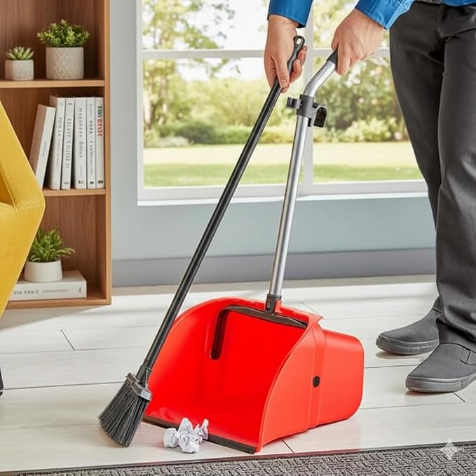 Large Debris Dustpan, 16W x 14D inches, 24-inch Steel Handle - Image 3