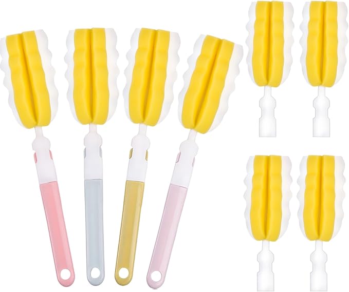 INVODA 4PCS Bottle Brush Long Handle Cup Cleaner Brush Sponge Bottle Scrubber by INVODA
