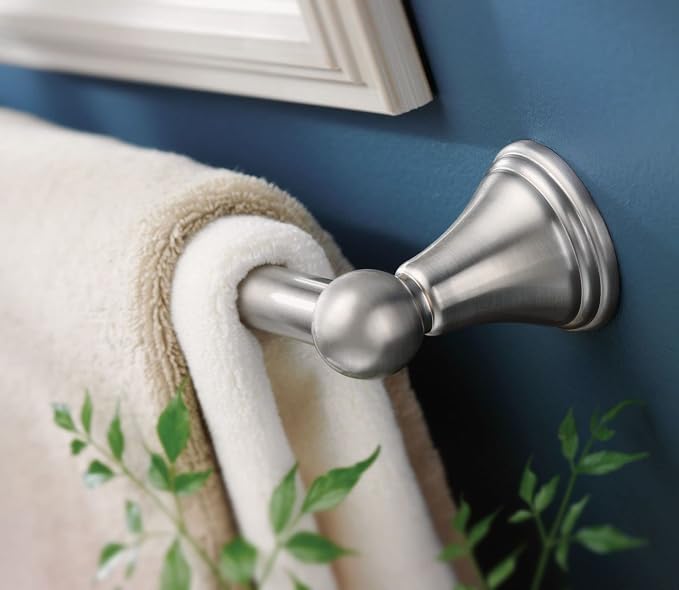 Moen Preston Collection Brushed Nickel 18-Inch Single Bathroom Towel Bar - Image 2