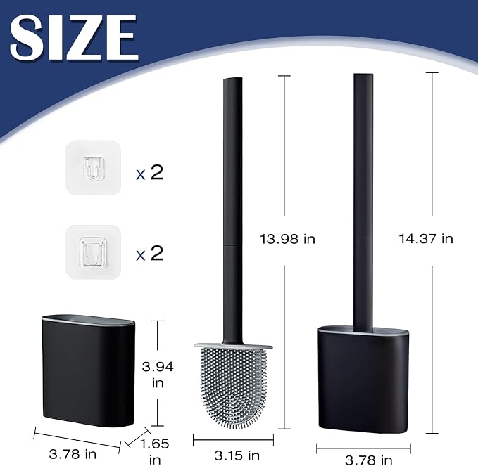 Toilet Brush and Holder Set, Wall Mounted Toilet Bowl Brush Head - Image 2