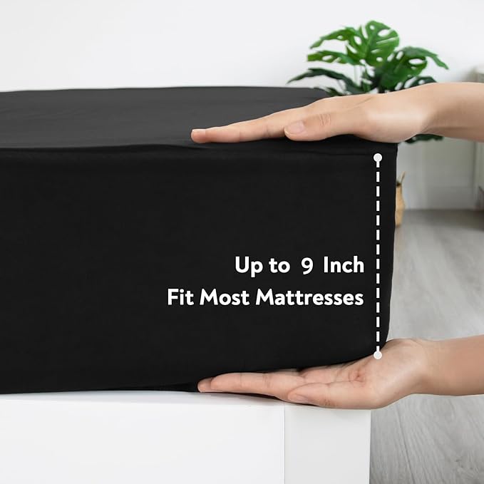 Cot Sheets Fitted Only 31" x 75", Ultra Soft & Breathable Cot Size Bed Sheet Fit for Narrow Twin/Camp Bunk/RV Bunks/Army Cots/Guest Beds/Trifold Mattresses, Mattress Bottom Cover Sheets, Black