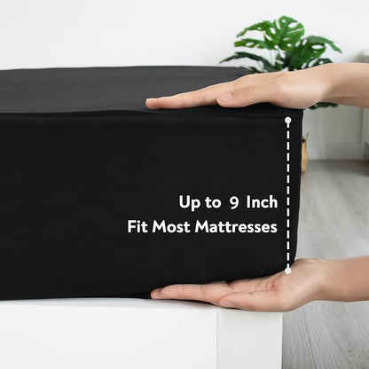 Cot Sheets Fitted Only 31" x 75", Ultra Soft & Breathable Cot Size Bed Sheet Fit for Narrow Twin/Camp Bunk/RV Bunks/Army Cots/Guest Beds/Trifold Mattresses, Mattress Bottom Cover Sheets, Black