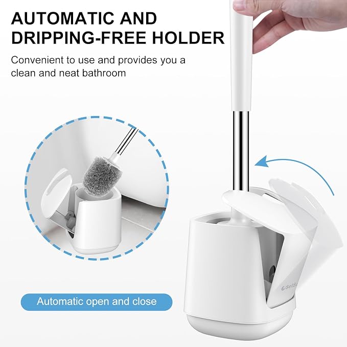 SetSail Toilet Brush, Self Closing Lid Toilet Bowl Brushes Holder and Extra - Image 4