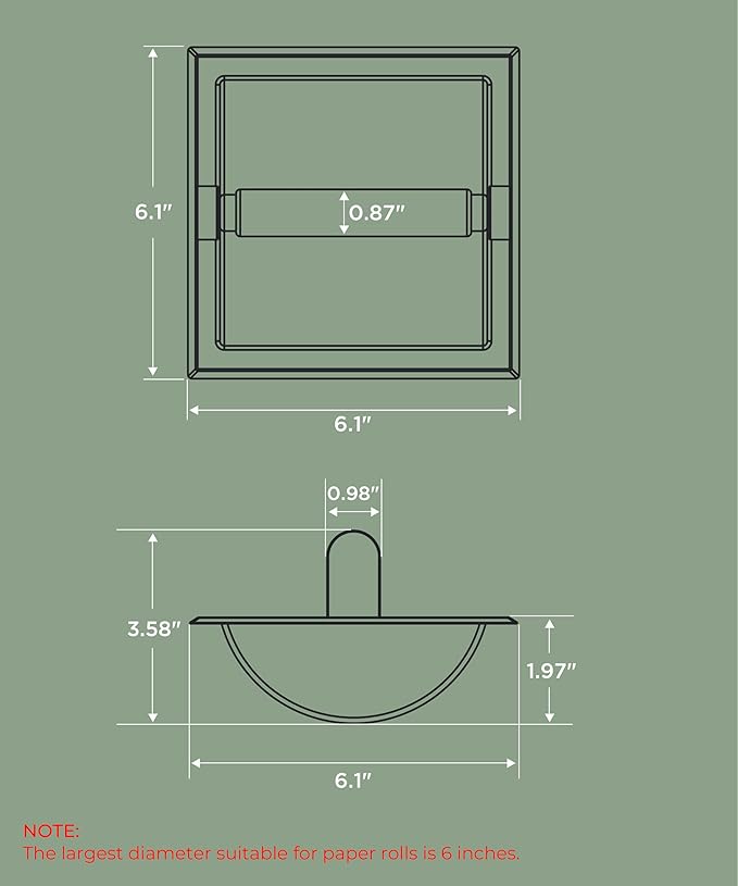 FORIOUS Recessed Toilet Paper Holder, Stainless Steel Durable Tissue Roll - Image 6