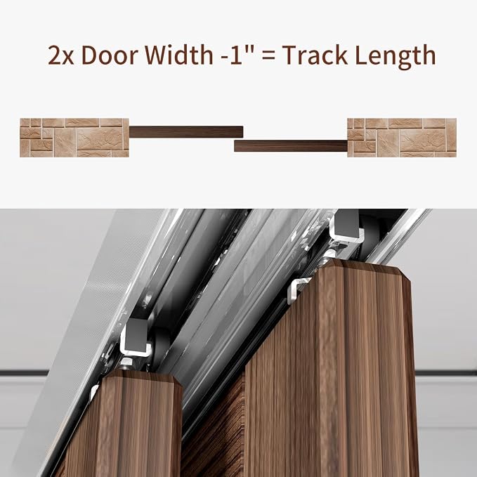 Heavy Duty Bypass Sliding Closet Door Track Hardware 60", 5FT Aluminium Pocket - Image 4