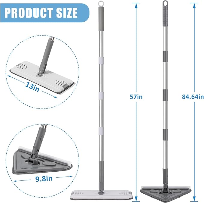 Mops for Floor Cleaning with 57" Long Handle, Wall Cleaner Mop with 84'' Handle - Image 2