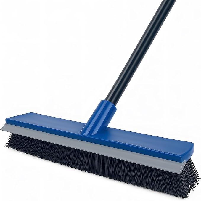 16 Inch 2-in-1 Squeegee Push Broom Outdoor Deck Brush 58" Long Handle by KeFanta