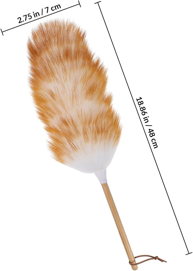 Lambswool Duster with Wood Handle, Soft Natural Wool Dusting Tool - Image 2