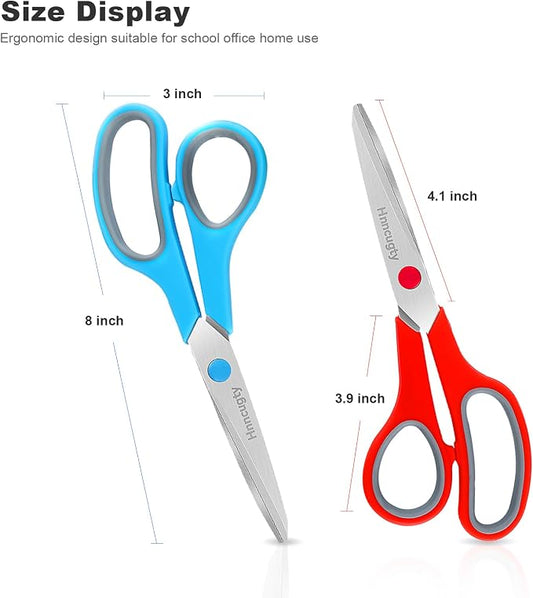 Scissors, Hnncugty 8" Scissors All Purpose Bulk Set of 6-Pack, Sharp Shears - Image 2