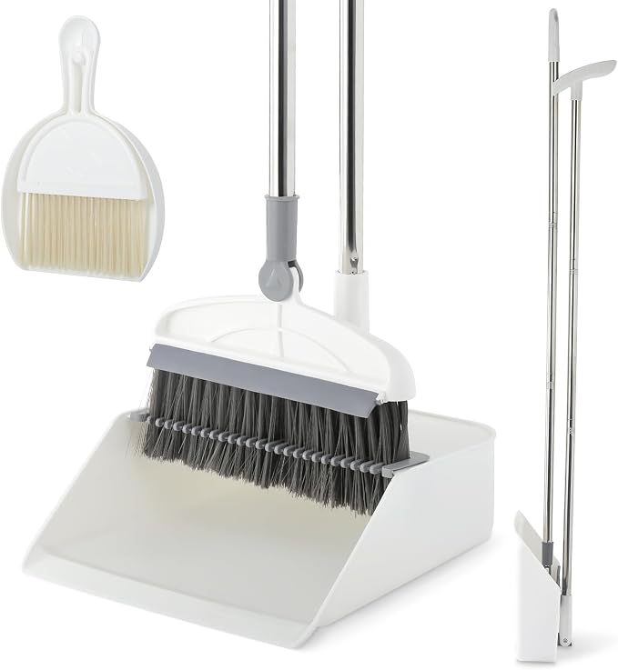 Broom with Dustpan Combo Set, 2 in 1 Broom and Dustpan Set with Long Handle by SUTINE