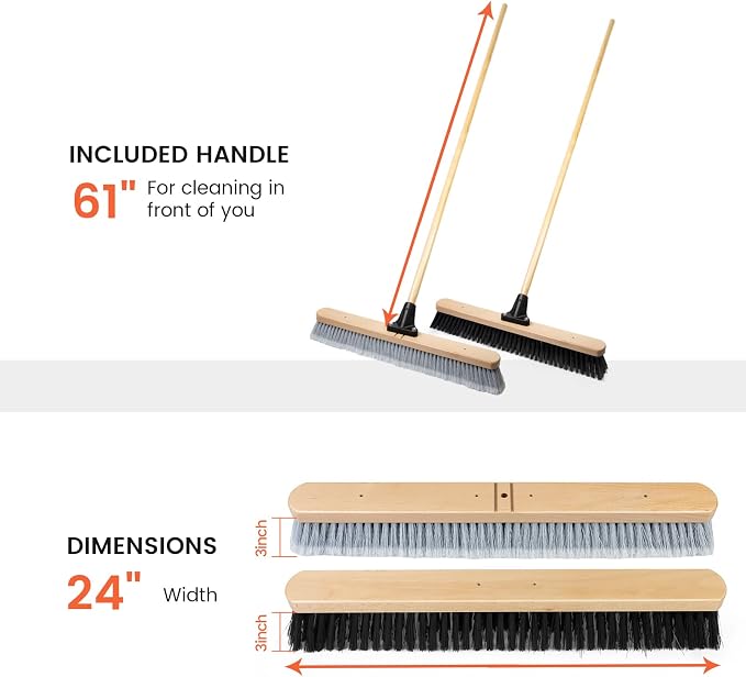 ALANNG 24” Push Brooms for Indoor and Outdoor, Heavy Duty Broom for Sweeping - Image 3