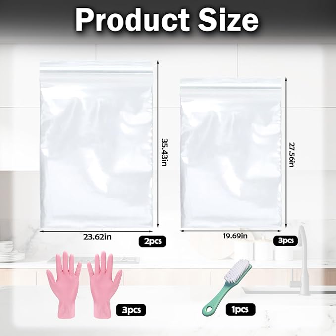 Mity Rain 5 Packs Oven Rack Cleaning Bag Kit, Reusable No-Scrub Oven Rack - Image 2