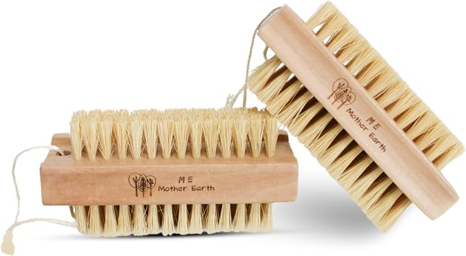 Bamboo Nail Brush, Natural Wooden Double-Sided Scrub Brush by MEMOTHEREARTH