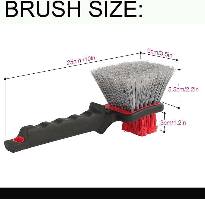 Dual Head Car Clean Brush, Wheel & Tire Brush, car Wheel Brush, Short Handle - Image 2
