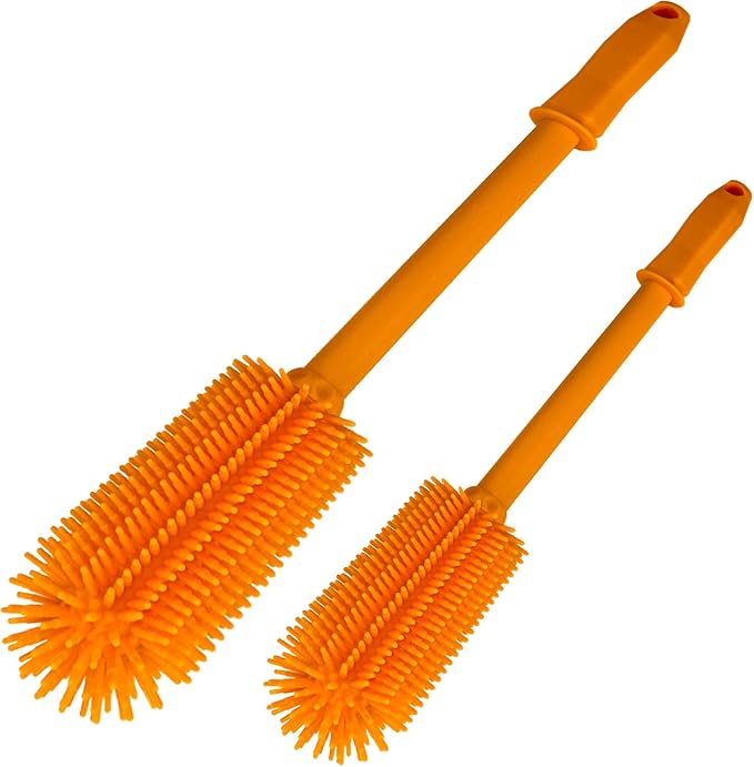 Long Silicone Bottle Cleaning Brush | 2 Pack| 16”+13”Water Bottle Brush Cleaner by SUPPHOUS